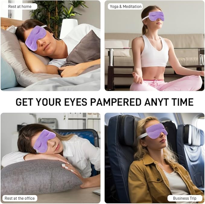 Heated Eye Mask for Dry Eyes, Microwave Moist Heat Eye Compress with Flaxseed, Weighted Warm Eye Mask for Itchy Eyes, Stye, Sleeping, Relaxation, Therapy(Purple)