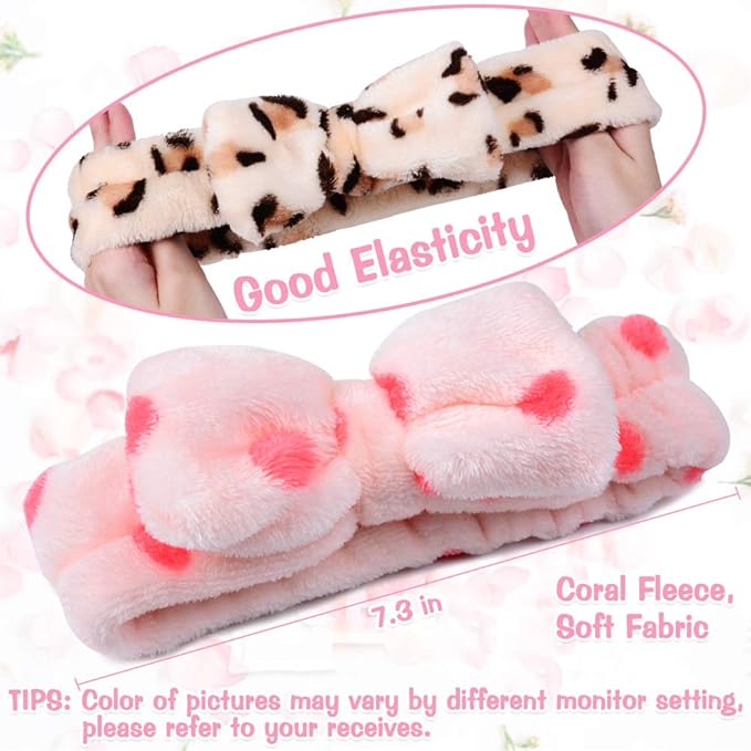 UMIKU 8 Pack Stocking Stuffers For Women Teen Girls Spa Headband for Women Facial Makeup Headband Soft Coral Fleece Bow Hair Band Party Favors for Washing Face Mask Spa Christmas Gifts For Woman Adult