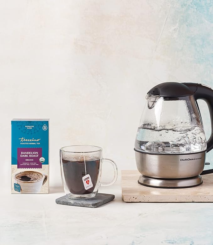 Teeccino Dandelion Dark Roast Tea - Caffeine Free, Organic, Roasted Herbal Tea with Prebiotics, 3x More Herbs than Regular Tea Bags - Gluten-Free, Acid-Free Coffee Alternative - 10 Tea Bags