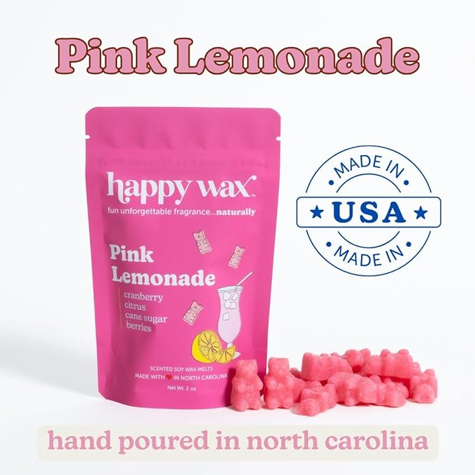 Happy Wax Cocktail Scented Natural Soy Wax Melts – 6 Oz. of Scented Wax Melts, Includes Pink Lemonade, Watermelon Mojito and Pina Colada. Made in USA