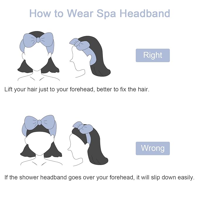 Ondder 8 Pack Spa Headbands for Face Washing - Fluffy Shower Cosmetic Face Wash Head Bands for Women & Girls - Leopard & Polka Dot Solid Color