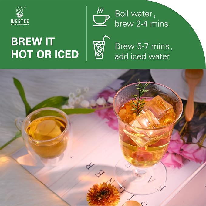 WT WEETEE Peppermint Tea Bags, Made with 100% Pure Peppermint, Fresh Minty Flavour Herbal Tea, Naturally Caffeine Free, 100 Count