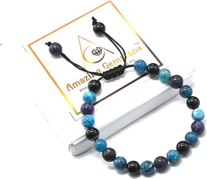 Natural Healing Crystal Bracelet for Women - Mens Bracelet Energy Balancing Gemstones Set - Adjustable Stone Bead Bracelet for Men and Women - Chakra Crystal Therapy Accessory, Meditation