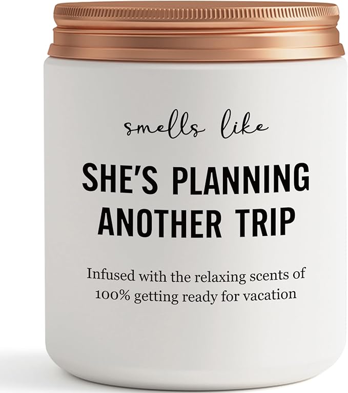 Best Travel Gifts for Women, Funny Gift for People Who Like Travel Hiking - Unique International Traveler Planner Vacation Retirement Present Candle