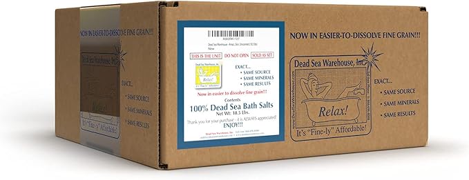 Dead Sea Warehouse - Dead Sea Salts for Soaking - 100% Dead Sea Mineral Bath Salts - Great for Soothing Muscles Aches, Relaxation, Alleviate Skin Issues - Unscented - 18.5 LBS