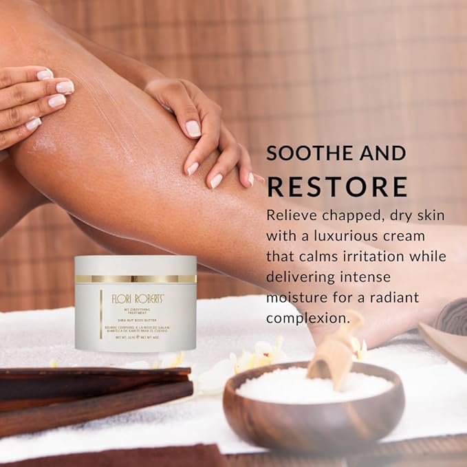 Flori Roberts Shea Nut Body Butter, Premium Moisturizer for Rough Dry Skin, Nourishing Body Cream for Women of Color or Darker Skin Tones, 8 oz
