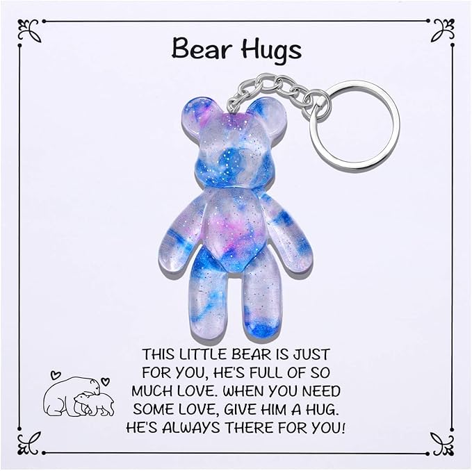 Pocket Bear Hug, Anxiety Relief Gifts for Women Men, Mental Health Positivity Gifts for Anxious Friend, Thinking of You Gift, Comforting Gift for Son Daughter Back to School, Light Blue
