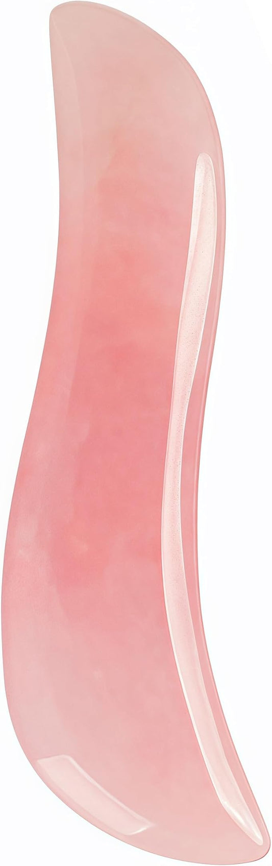 LZLRUN Rose Quartz Jade Roller Real Jade Gua Sha Board Mushroom Massager Face Lifting Tool Facial Guasha Massage Tool (S Shape)