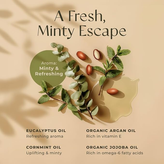 Gya Labs Eucalyptus Mint Massage Oil for Sore Muscles & Deep Relaxation - 6.76 fl oz - 100% All Natural Non-Greasy Body Massage Oil with Argan & Jojoba Oil for Men & Women - Professional & Home Use