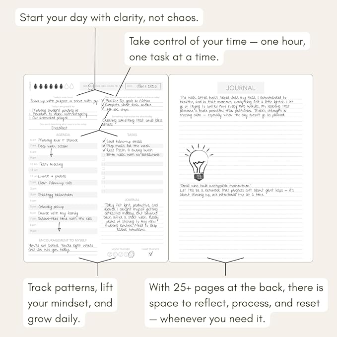 Pland Studio 90-Day Planner Journal β Undated Daily Goal Organizer in Alabaster Linen | Gratitude Journal, Habit Tracker, Vision Board, and Reflection Pages for Mindful Planning