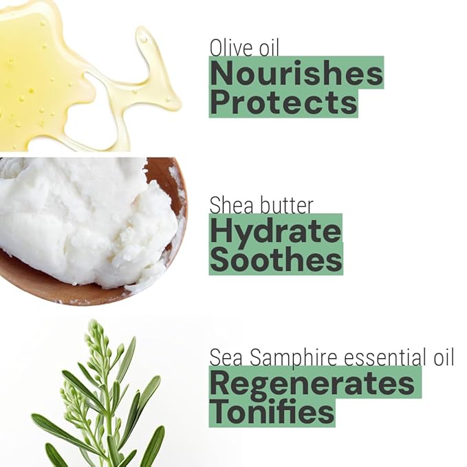 Panier des Sens - Small Hand Cream for Dry Cracked Hands โ Sea Samphire Mini Hand Lotion for Dry Skin - With Shea Butter and Olive Oil - Hand Care 97% Natural Ingredients - Travel Size 1 floz