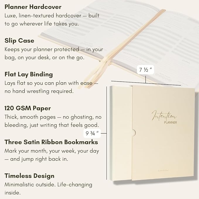 Pland Studio 90-Day Planner Journal β Undated Daily Goal Organizer in Alabaster Linen | Gratitude Journal, Habit Tracker, Vision Board, and Reflection Pages for Mindful Planning