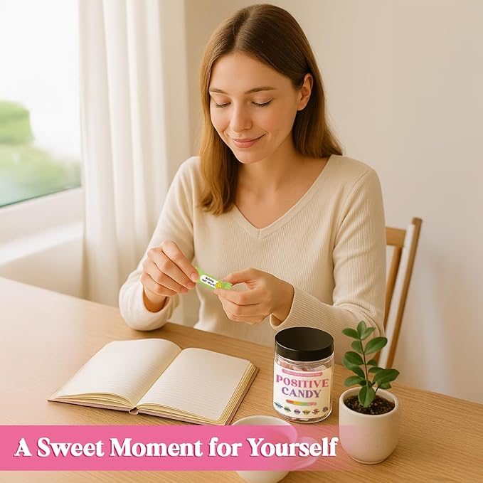 Positive Candy, 30 Daily Affirmations for Women, Teens, Sweet Positive Affirmation, Cute Motivation Candy Jar, Inspirational Gifts for Teen Girls & Women, Relaxation Stress Relief Gifts