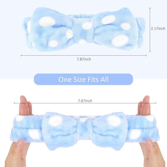 8 Pack Spa Headband for Washing Face Stocking Stuffers Skincare Headbands Bulk for Women Girls Soft Coral Fleece Hairband Cute Bow Headbands for Washing Face Makeup
