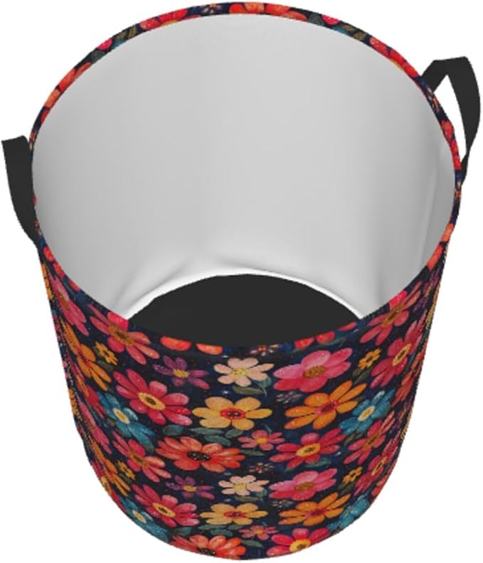 Laundry Basket Flowers Valentines Colors Collapsible Large Capacity, Dirty Clothes Basket Durable Lightweight Hamper With Handles Ideal For Clothes, Toys Home Organization