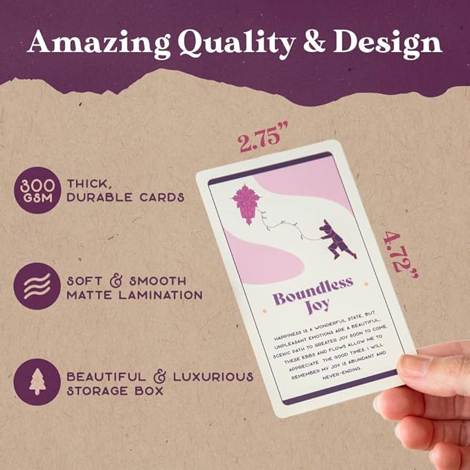 PURPLE CANYON Daily Affirmation Cards for Women and Men | Positive Affirmations for Mindfulness, Meditation, and Inspiration | Beautiful 52 Card Deck