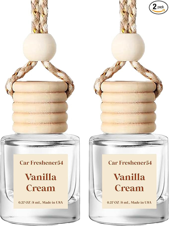 Car Air Freshener Hanging 2 Pack Vanilla Cream Air Freshener Diffuser for Cars, 45+ days Long-Lasting Fragrance, Air Fresheners Diffuser oil For Car,Car Air Freshener For Women Gift, Made in USA