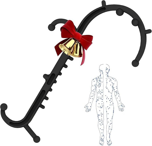 Upgrade Back and Neck Massager-Trigger Point Cane Massage Tools for Pain Relief and Self Massage Hook Cane - Handheld Body Deep Tissue Shoulder Leg Feet Massager Stick - Gift for Men & Women - Black