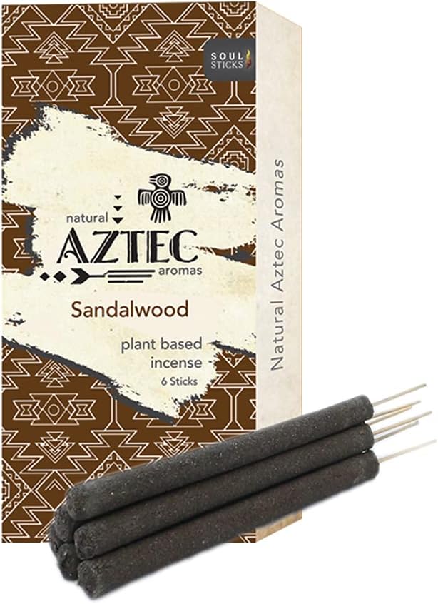 Soul Sticks Aztec Cinnamon Resin Incense Sticks, 90 Hrs Burn Time – 100% Natural, Hand-Rolled & Slow-Burning 6 Pcs| Artisan Blend for Yoga, Meditation, Relaxation, Aromatherapy (Sandalwood)