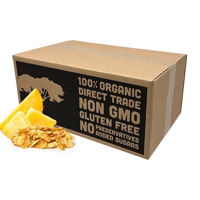 Mavuno Harvest Pineapple Dried Fruit Snacks | Organic Dried Pineapple Chunks | Gluten Free Healthy Snacks for Kids and Adults | No Sugar Added, Vegan, Non GMO, Direct Trade | Bulk 10 Pounds