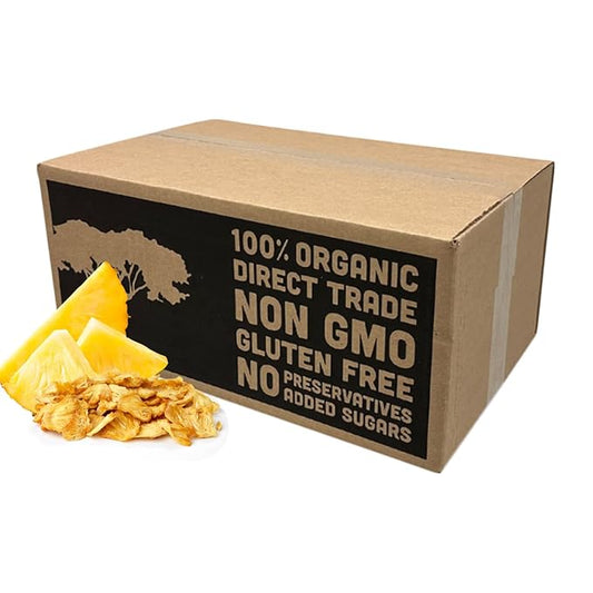 Mavuno Harvest Pineapple Dried Fruit Snacks | Organic Dried Pineapple Chunks | Gluten Free Healthy Snacks for Kids and Adults | No Sugar Added, Vegan, Non GMO, Direct Trade | Bulk 10 Pounds