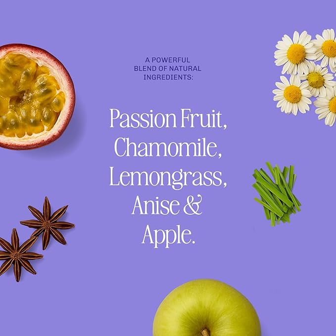 Kura Klub Nighttime Sleep & Relaxation Tea — Chamomile & Passion Fruit Herbal Blend for Stress-Free Evenings, Beauty & Digestion Support — Caffeine-Free, No Microplastics — 14 Biodegradable Teabags