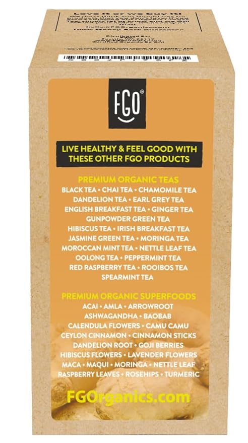 Organic Ginger Tea K-Cup Pods, 24 Pods by FGO - Compatible with Keurig - Naturally Caffeine-Free Herbal Tea, USDA Organic, Non-GMO, & Recyclable