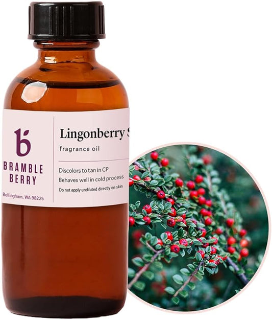 Bramble Berry Lingonberry Spice Fragrance Oil 2 oz | Warm Fruity Scent for Soap Making, Candles, Lotion, Bath Bombs & Perfume | Skin Safe, Vegan, Paraben & Phthalate Free, DIY Craft Essential