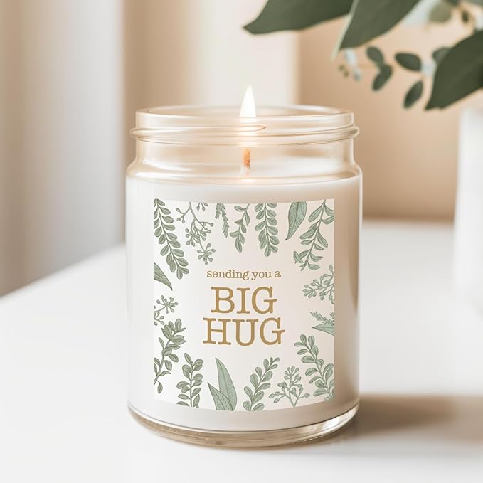 ThreeKin Scented Candles for Home, Sending You a Big Hug, Relaxing Aromatherapy Gifts for Women with Lavender Essential Oils, Natural Soy Wax Blend, Long 65-Hour Burn, Gifts for Mom, Friends, 9 Oz