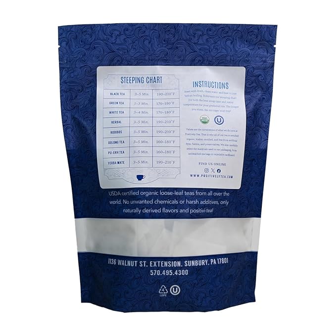 Organic Positively Tea Company, Blood Orange Vanilla Rooibos Tea Bags, 100 Count, Eco-Friendly Tea Bags, Non-GMO