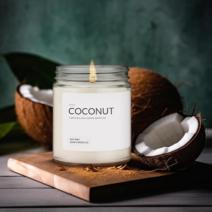 1OAK Soy Wax Scented Candle (Coconut) - Long Burning Premium Hand-Poured (7oz.)