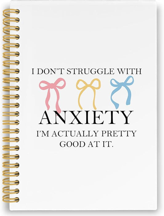 Coquette Bow Mental Health Spiral Notebook, Inspirational Journaling Notebooks for Women, Anxiety Relief Hardcover Journals for Office 160 Pages 5.5 x 8.3 Inch, Anti Anxiety Gifts for Girls