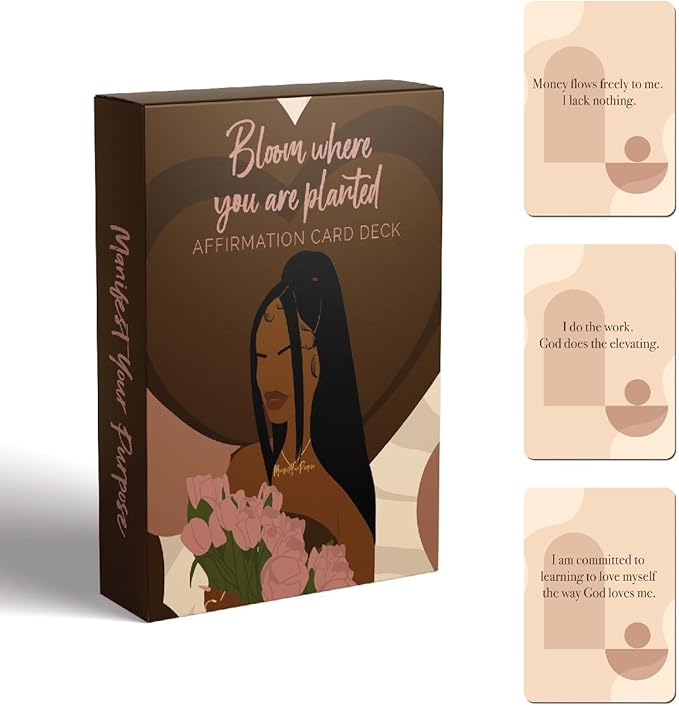 Affirmations for Black Women - Bloom Where You Are Planted Affirmation Card Deck, 52 positive affirmation cards, Daily Affirmations for Black Women