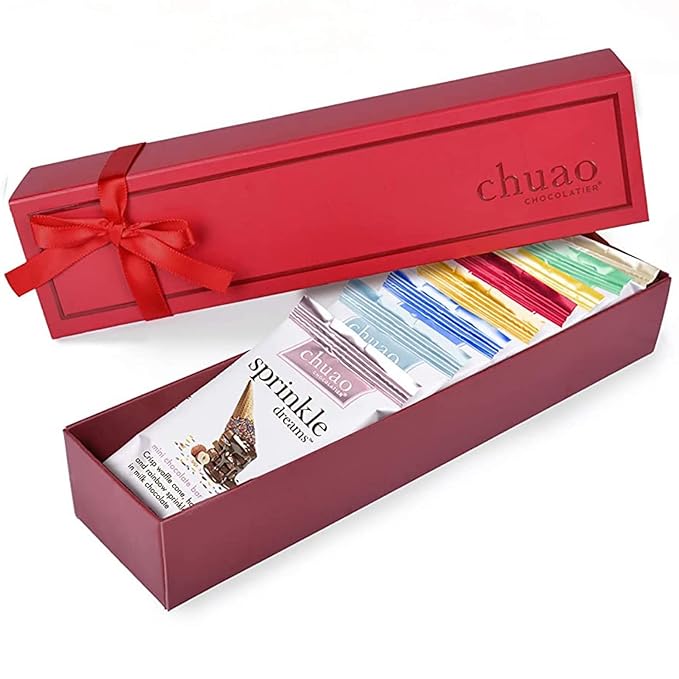 Chuao Chocolatier Taste the Joy Assorted Mini Gourmet Chocolate Bars Gift Box | Milk and Dark Chocolate Flavor Variety Sampler For Birthday, Mother’s and Father’s Day, Thank you, Corporate Gift Baskets | 8 Bars