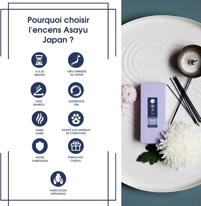 Asayu Japan 2-in-1 Low Smoke Incense Sticks Japan Set, 2 scents: Matcha Green Tea & Sakura, Japanese Incense for Morning & Evening Relax, Yoga, Meditation. Smokeless for Less Irritation
