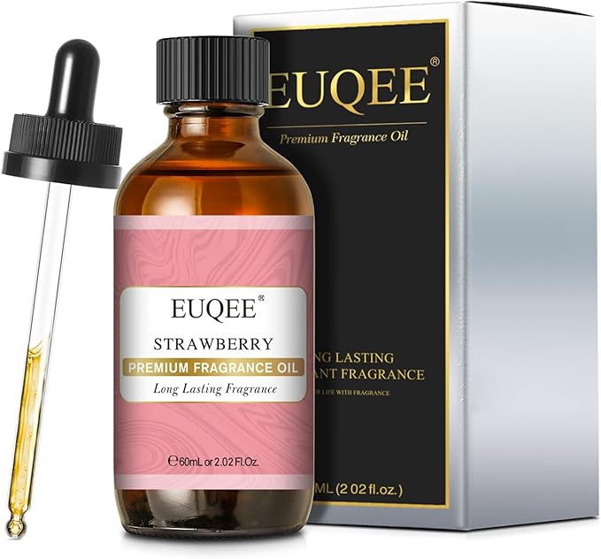 EUQEE 2.02 Fl oz Strawberry Fragrance Oil, Premium Strawberry Essential Oil with Glass Dropper for Diffuser, DIY Soap, Candle Making - 60ML
