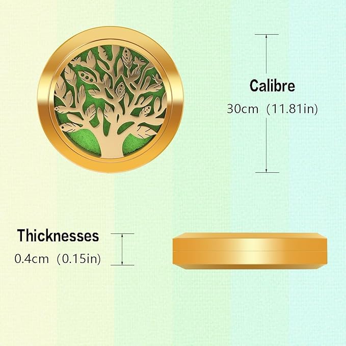 Aromatherapy Diffuser Necklace-Tree of Life Essential Oil Necklace,Aromatherapy Diffuser for Men and Women,Portable,Suitable for Yoga,Meditation,Travel,Stress Relief Gift(Gold 30mm)