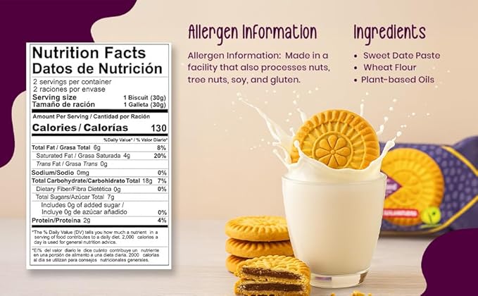 Ambrozia MaAmoul Date Vegan Cookies, No Sugar Added, 10-Pack (2.12 oz Each) – Soft-Baked Healthy Snack, Organic Snack for Kids & Adults, Natural Energy Treat, Made in EU