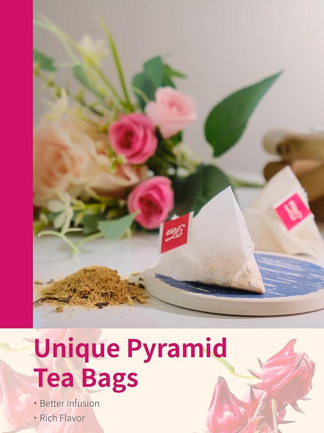 TeeLux Lemon Ginger Hibiscus Tea, Refreshing Lemongrass With Spicy Ginger, Tart Hibiscus, Sweet Licorice, Caffeine Free, 50 Count