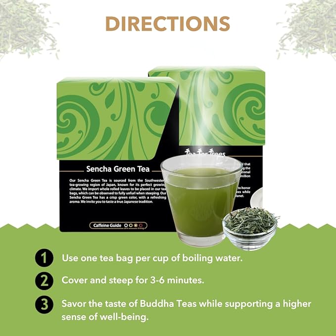 Buddha Teas - Organic Sencha Green Tea - For Health & Wellbeing - Japanese Green Tea - With Antioxidants & Minerals - Clean Ingredients - Caffeinated - OU Kosher & Non-GMO - 18 Tea Bags (Pack of 1)