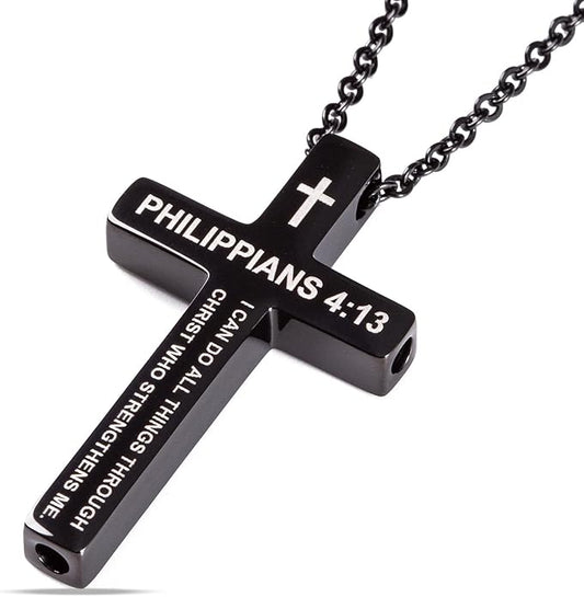 Cross Breathing Necklace for Anxiety, Inspirational Bible Verse Mindfulness Pendant Necklace, Stainless Steel Meditation Breathwork Tool, Anxiety Relief Items for Teens Gift