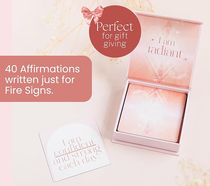 Aries, Leo, Sagittarius Gifts for Women - 40 Daily Affirmation Cards for Women. Positive Affirmation Cards, Zodiac Mindfulness Motivational Birthday Gifts, Astrology Inspirational Décor