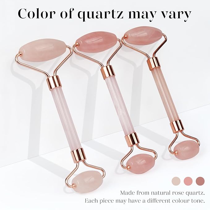 BAIMEI Jade Roller & Gua Sha, Face Roller, Facial Beauty Roller Skin Care Tools, Self Care Gift for Men Women, Massager for Face, Eyes, Neck, Relieve Fine Lines and Wrinkles - Rose Quartz
