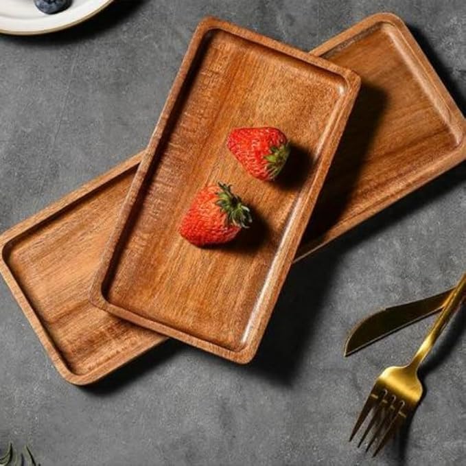 Bathroom Vanity Tray, Bathroom Tray for Counter, Toilet Tank Tray, Wood Bathroom Tray for Organizing and Home Decor (13.8 x 6 x 0.8 inch)