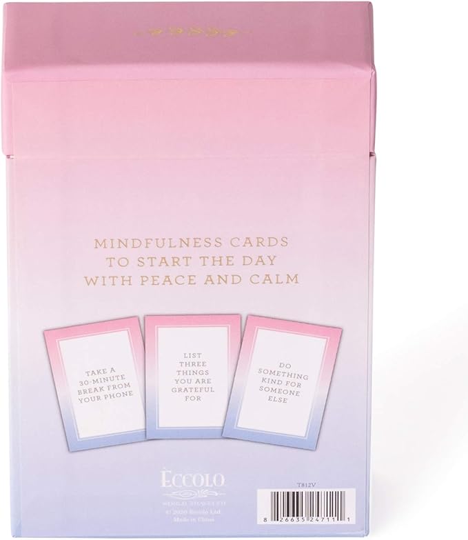 WORLD TRAVELER Eccolo Mindful Mornings - 60 Mindfulness Cards - Self Care Cards for Peace, Calm, Daily Positive Thoughts and Affirmations - Mindfulness Gifts & Positive Affirmations Cards for Women