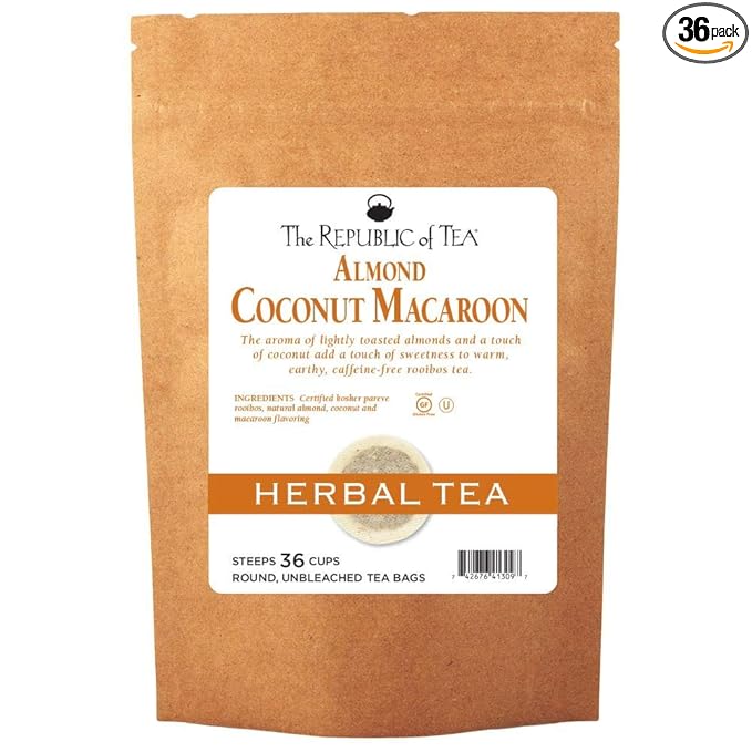 The Republic of Tea Almond Coconut Macaroon Red Rooibos Herbal Tea, 36 Tea Bag Refill