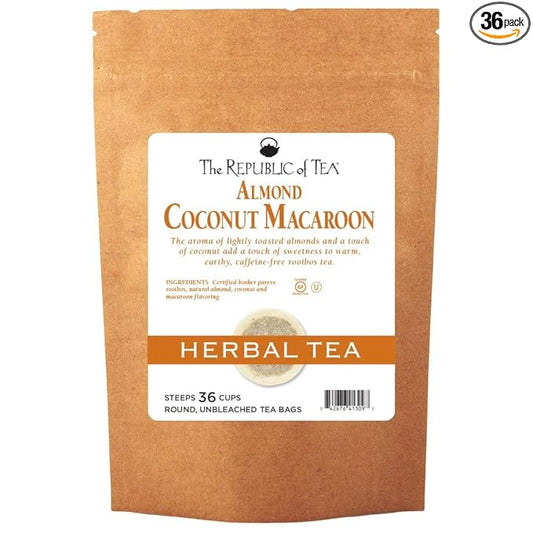 The Republic of Tea Almond Coconut Macaroon Red Rooibos Herbal Tea, 36 Tea Bag Refill
