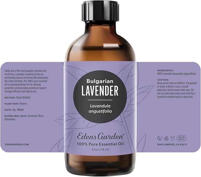 Edens Garden Lavender-Bulgarian Essential Oil- 100% Pure Premium Grade, Undiluted, Natural, Therapeutic, Aromatherapy, The Best for Diffuser, Skin, Humidifiers, Kid Safe 118 ml (4 fl oz)