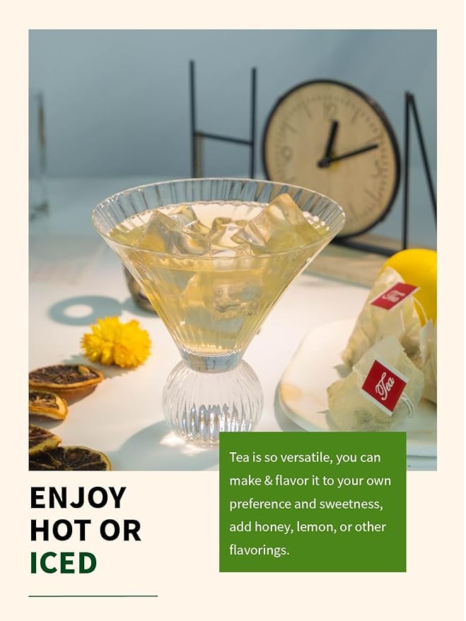 TeeLux Lemon Ginger Green Tea, Zesty Ginger, Refreshing Natural Lemon Flavor, Brisk Sencha Green Tea, Low Caffeine, 100 Count