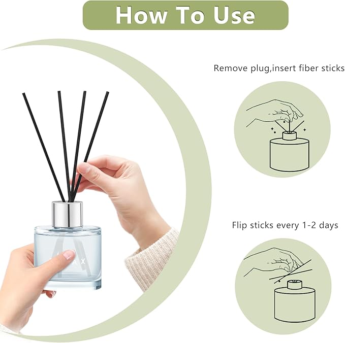 3 Set of Reed Diffusers, 5.07 oz Reed Diffusers with 12 Black Fiber Sticks, 150 ml Jasmine Lily Cucumber Bamboo Scent Diffuser for Home,Long Lasting up to 90 Days